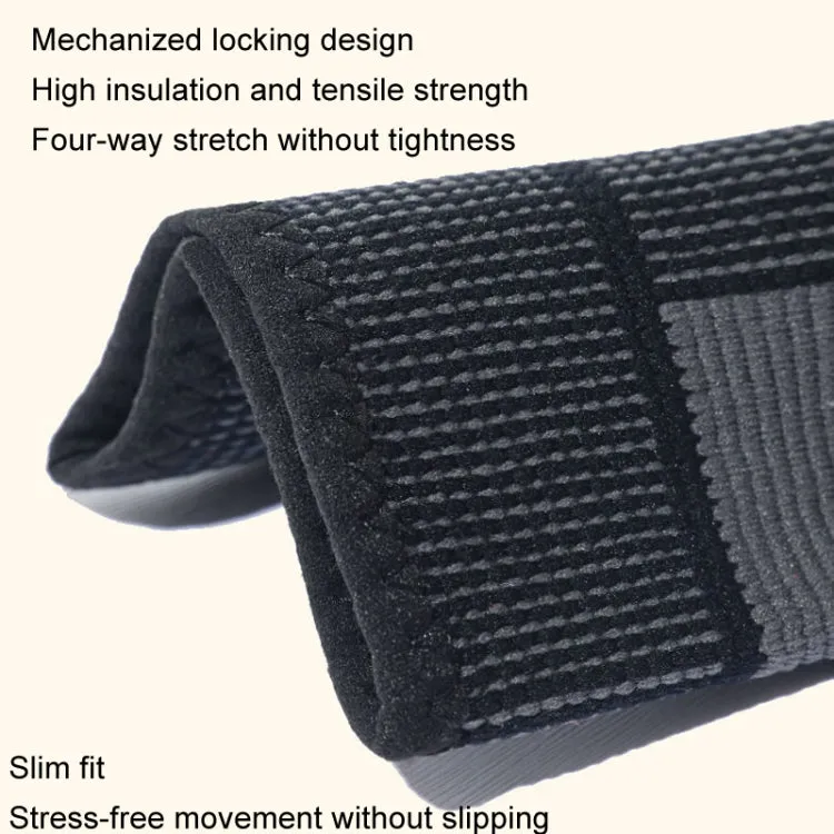 1pair Anti-Slip Compression Straps Keep Warm And Lengthen Knee Pads, Size: L(Plus Velvet Black)