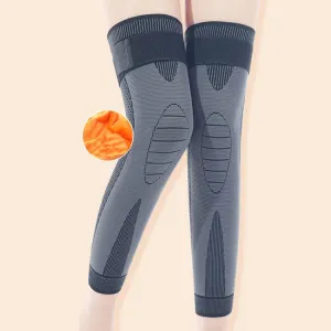 1pair Anti-Slip Compression Straps Keep Warm And Lengthen Knee Pads, Size: L(Plus Velvet Black)