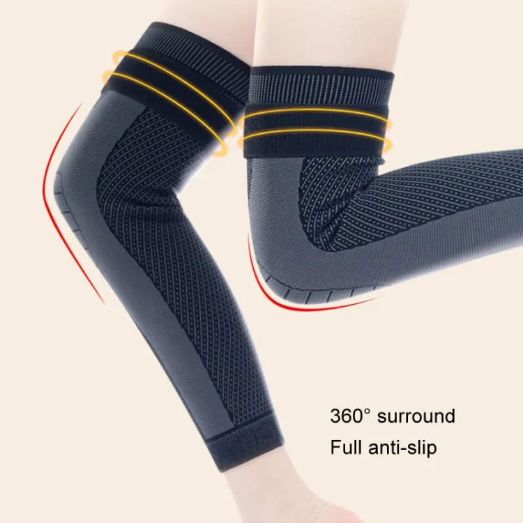 1pair Anti-Slip Compression Straps Keep Warm And Lengthen Knee Pads, Size: M(Mugwort Green)