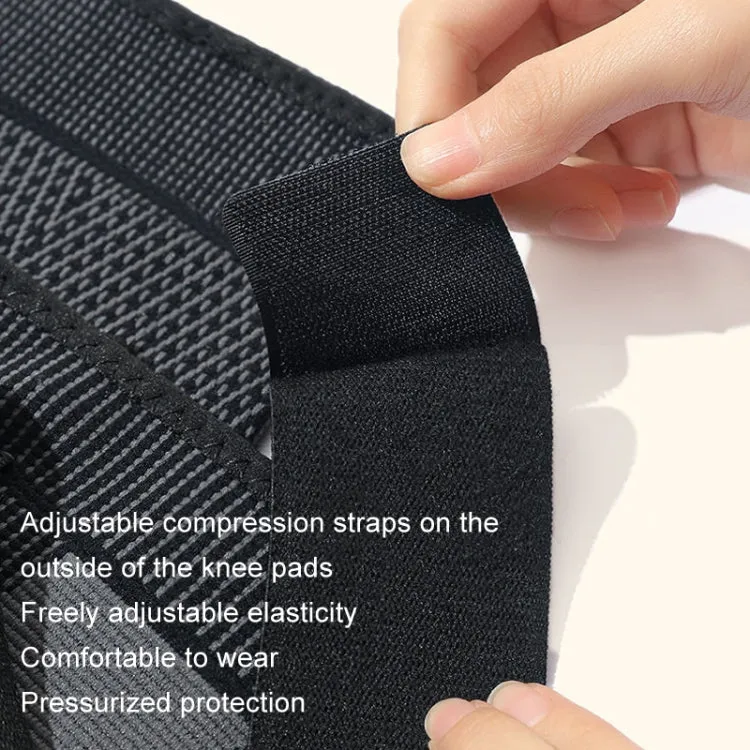 1pair Anti-Slip Compression Straps Keep Warm And Lengthen Knee Pads, Size: M(Plus Velvet Black)