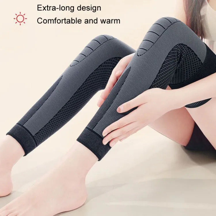 1pair Anti-Slip Compression Straps Keep Warm And Lengthen Knee Pads, Size: S(Plus Velvet Black)