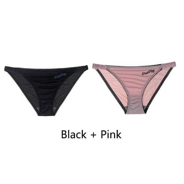 2 Pack Letter Print Sexy Women's Panties Underwear Seamless Briefs Comfort Underpants Low Rise Fashion Panty Ladies Lingerie