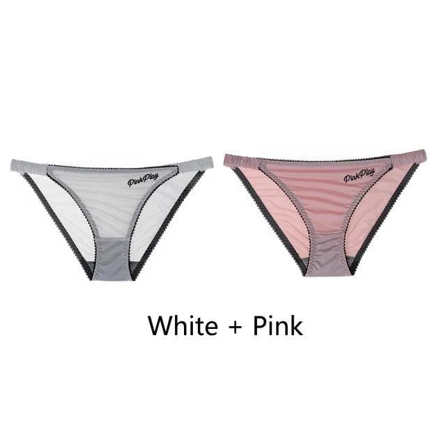 2 Pack Letter Print Sexy Women's Panties Underwear Seamless Briefs Comfort Underpants Low Rise Fashion Panty Ladies Lingerie