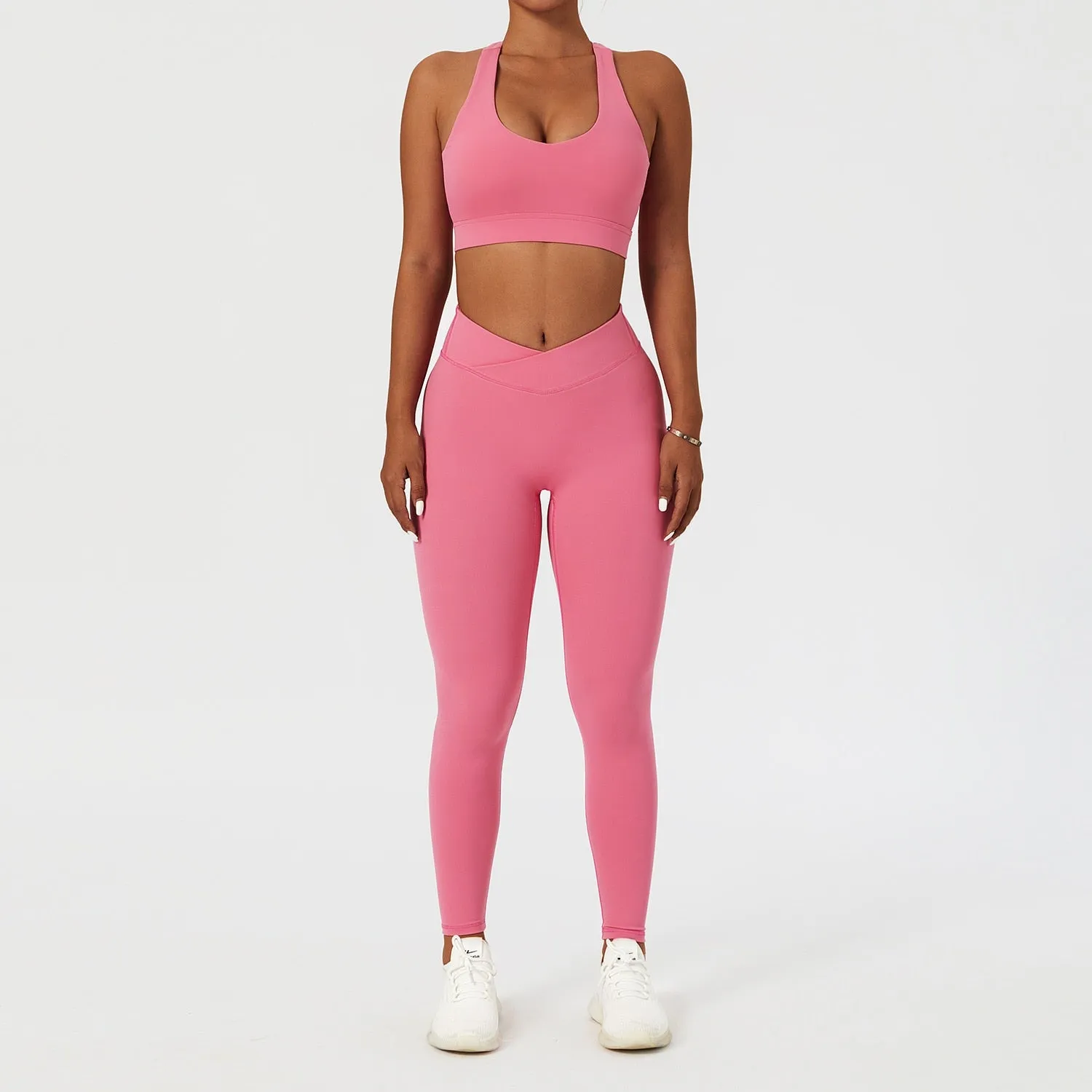 2 Piece Women's Yoga Set Workout Shirts Sport Pants Bra Gym Suits Fitness Shorts Crop Top High Waist Running Leggings Sports Sets