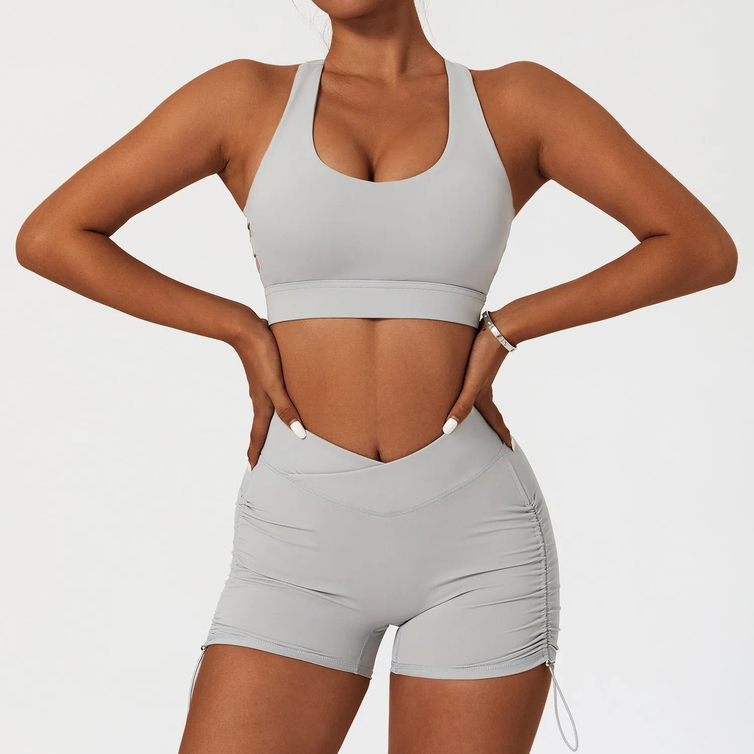 2 Piece Women's Yoga Set Workout Shirts Sport Pants Bra Gym Suits Fitness Shorts Crop Top High Waist Running Leggings Sports Sets