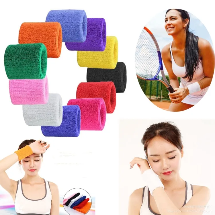 5pcs 8x8cm Women Men Solid Color Cotton Sport Sweatband Brace Wraps Guards(Grey)