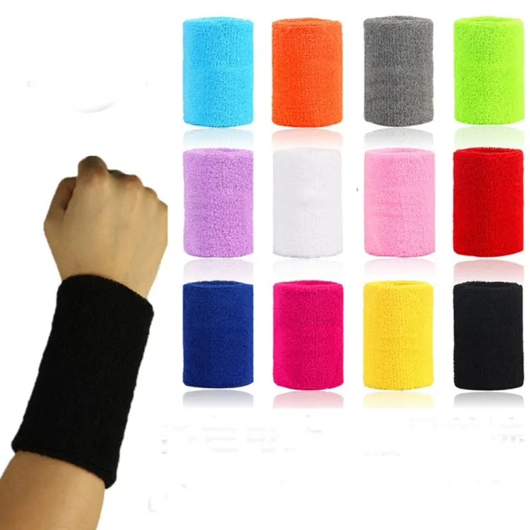 5pcs 8x8cm Women Men Solid Color Cotton Sport Sweatband Brace Wraps Guards(Grey)