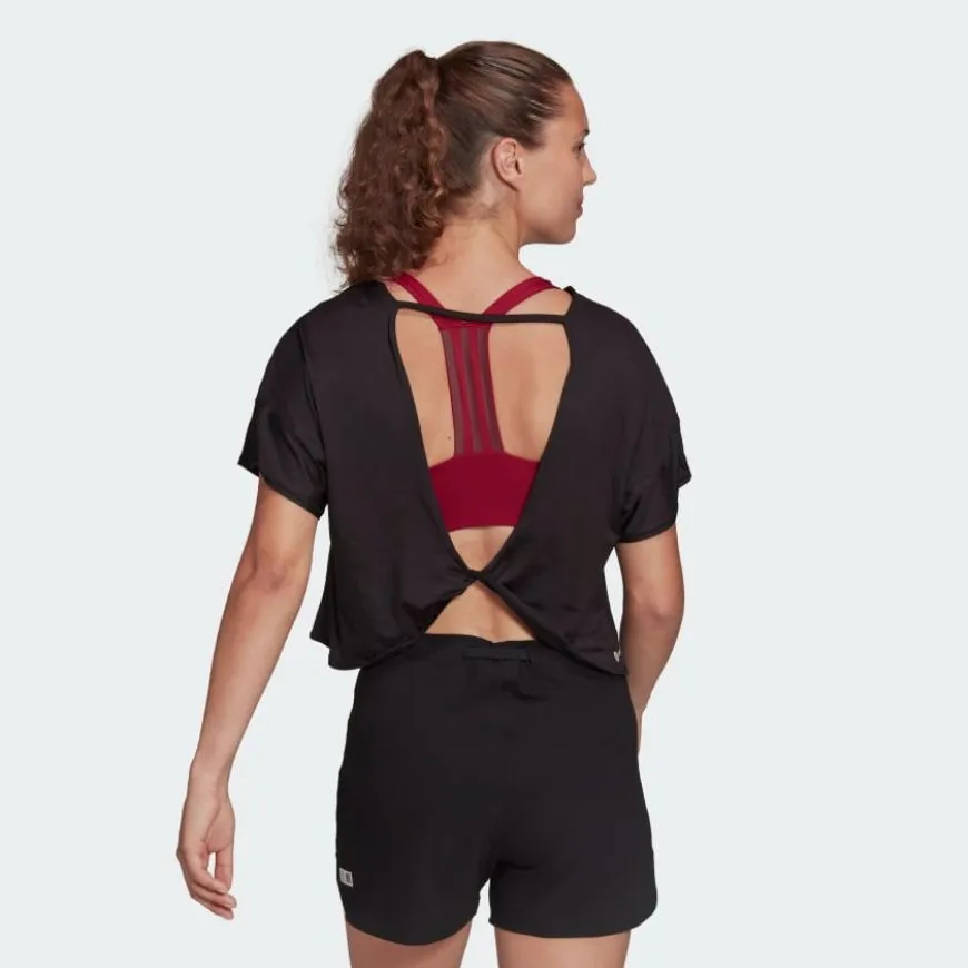 Adidas Studio Backless Women Training T-Shirt Black