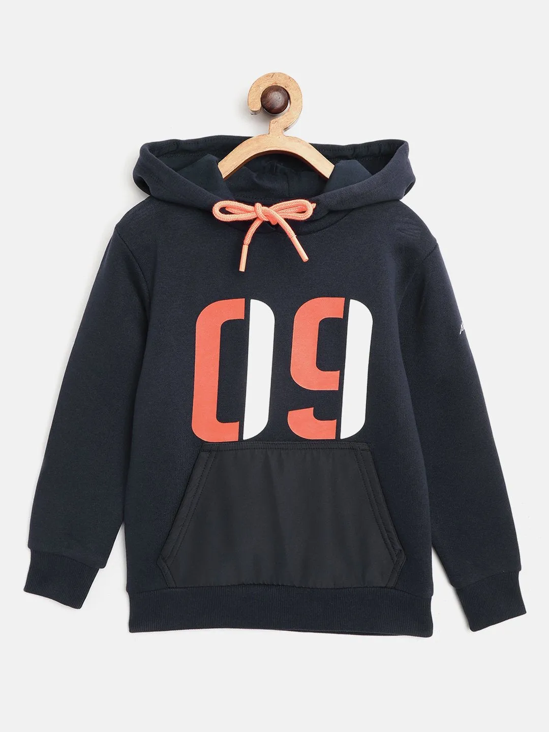 Alcis Boys Navy Blue White Alphanumeric Print Hooded Sweatshirt-4