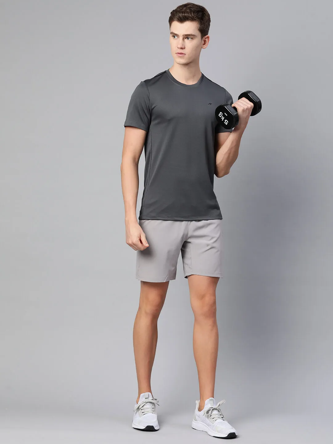 Alcis Men Grey Slim Fit Running Sports Shorts