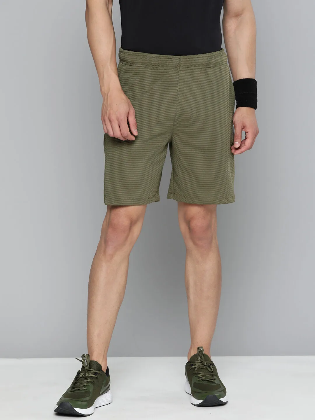 Alcis Men Olive Green Slim Fit Drytech  Training or Gym Sports Shorts