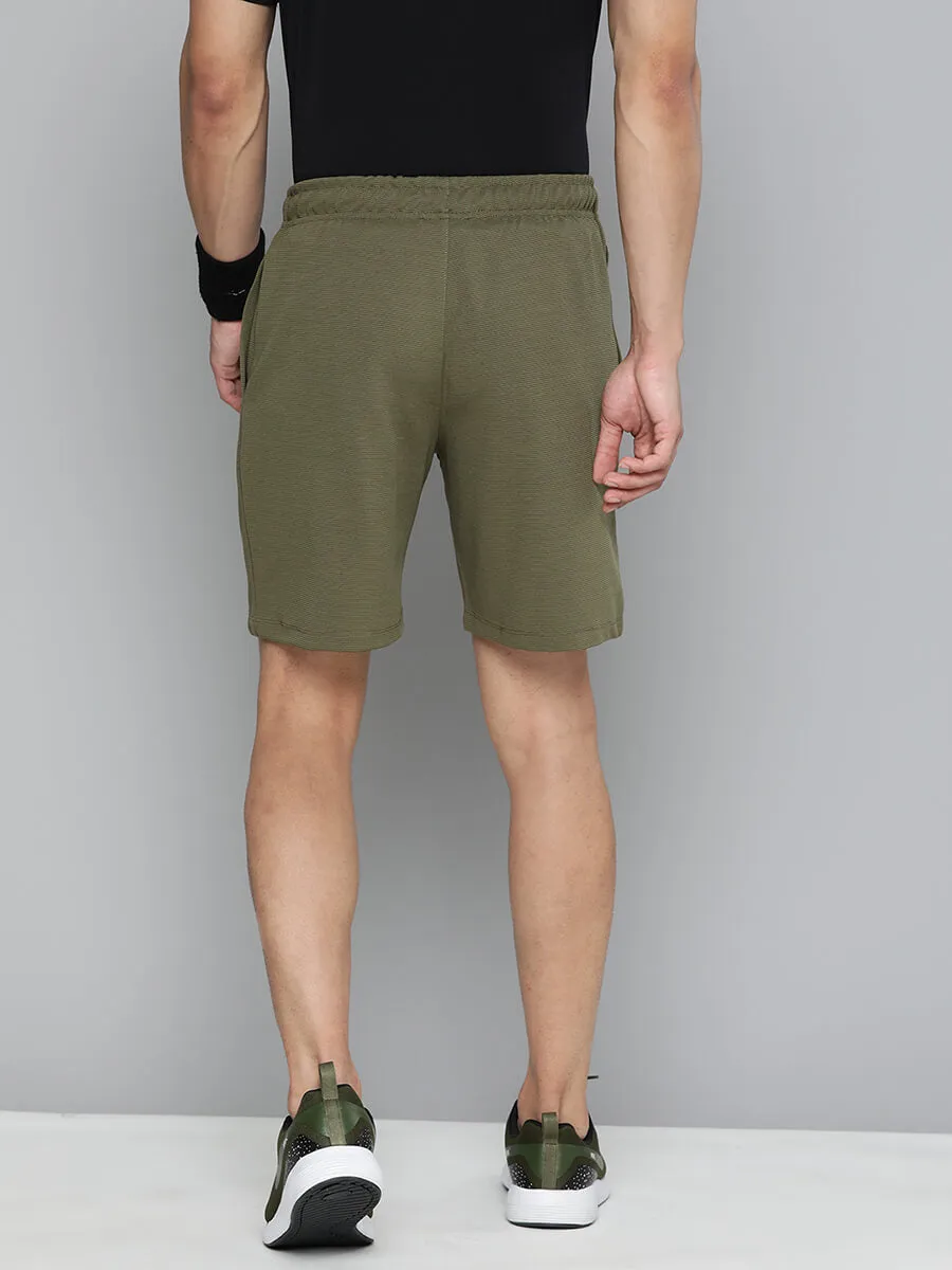 Alcis Men Olive Green Slim Fit Drytech  Training or Gym Sports Shorts