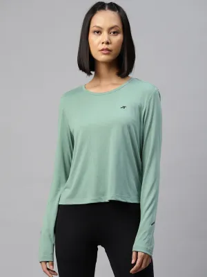 Alcis Women Green Slim Fit Sports T-shirt