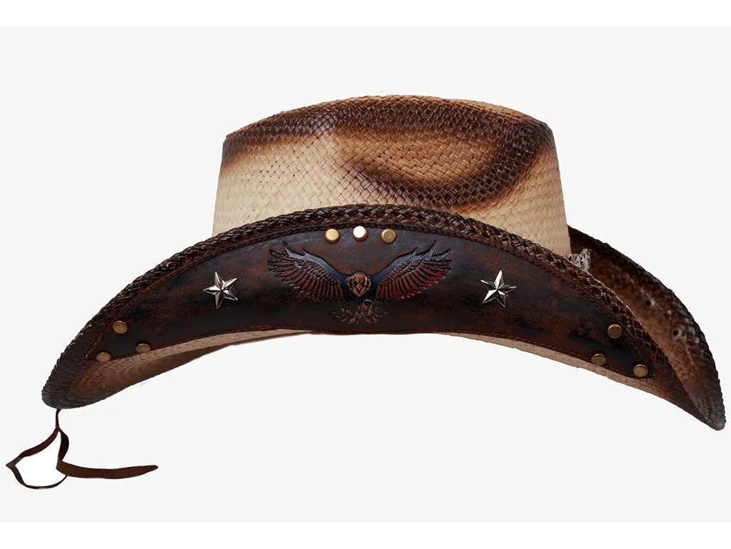 AMERICAN PRIDE Biege Straw Cowboy Hat by Austin