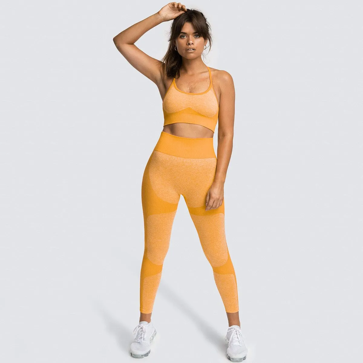 Amozae- Seamless Women Yoga Set Workout Shirts Sport Pants Bra Gym Suits Fitness Shorts Crop Top High Waist Running Leggings Sports Sets