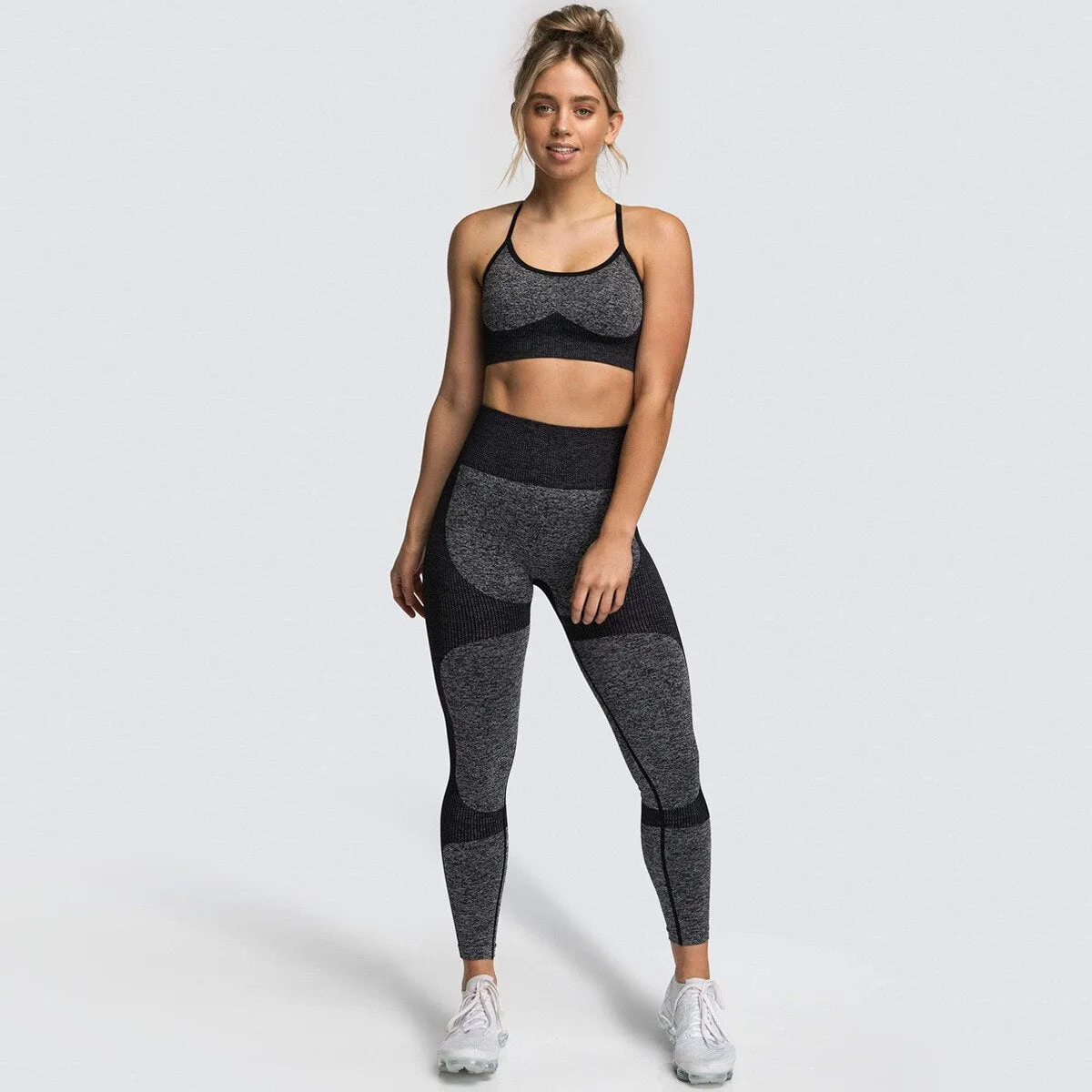 Amozae- Seamless Women Yoga Set Workout Shirts Sport Pants Bra Gym Suits Fitness Shorts Crop Top High Waist Running Leggings Sports Sets