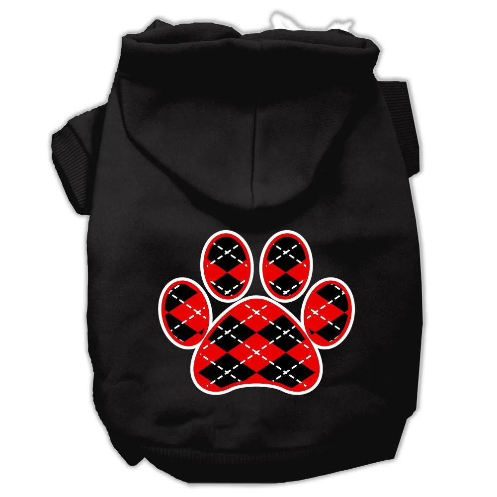 Argyle Paw Red Screen Print Pet Hoodies Black Size Lg (14)