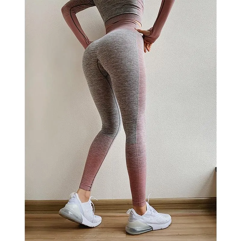 Athletic Clothes Women Seamless Long Sleeve Crop Top Yoga Leggings Set Sports Fitness Suits Gym Active Wear L