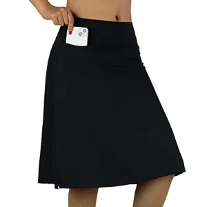 BELE ROY Knee Length Skorts Skirts for Women with Pockets Midi Skirt with Built-in Shorts Golf Tennis Skirt for Casual(Black,M)