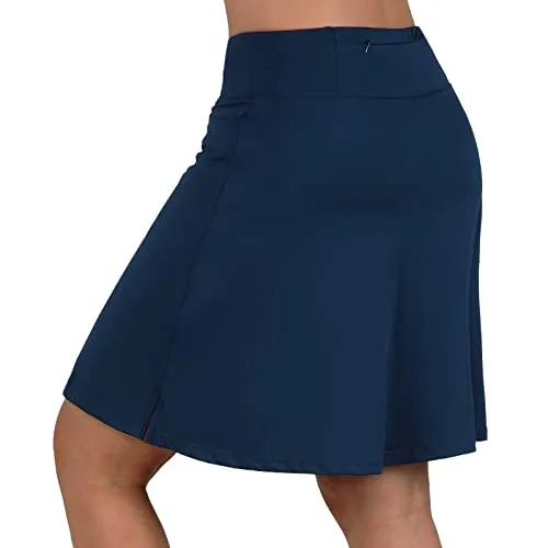 beroy Skorts Skirts for Women,20" Knee Length Skirted for Women,Athletic Skirt with Shorts Beige 3XL