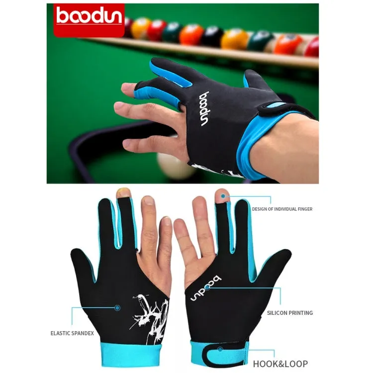 BOODUN M050912 Thin Breathable Men and Women Billiards Three Finger Single Gloves, Size:L(Navy Blue)