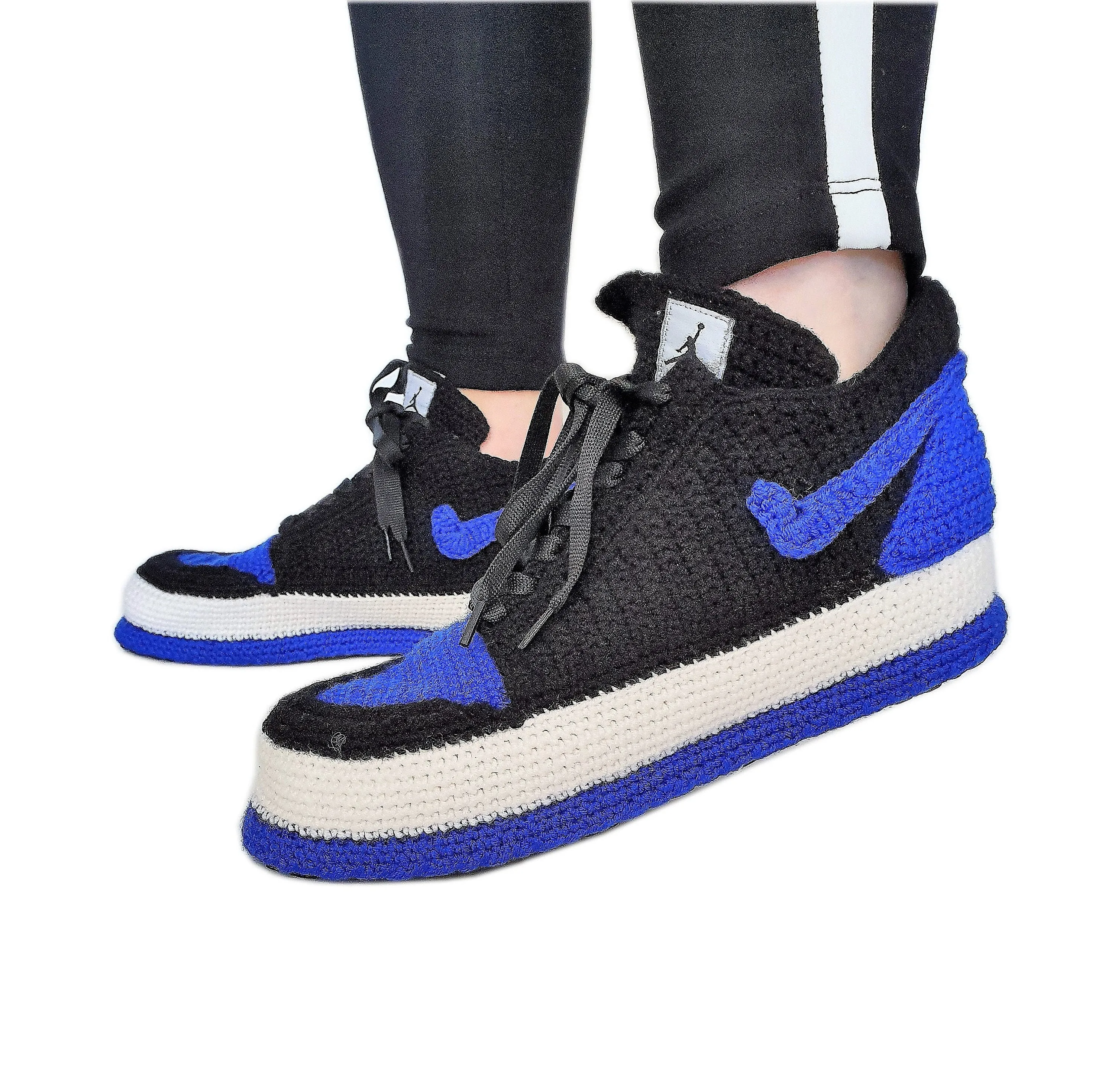 Crochet Jordan Royal Blue Slippers Sneakers - Basketball Soft Shoes