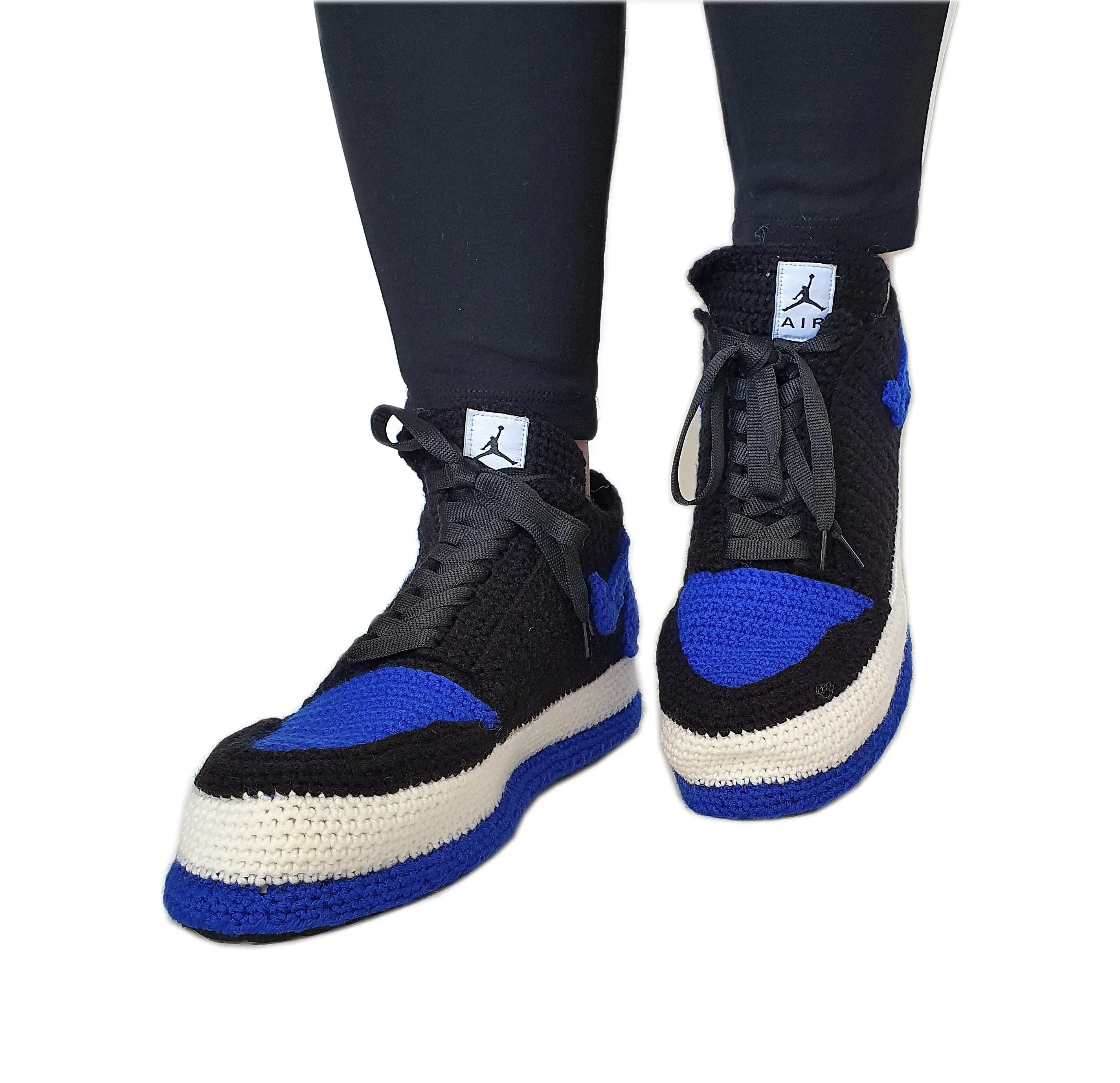 Crochet Jordan Royal Blue Slippers Sneakers - Basketball Soft Shoes