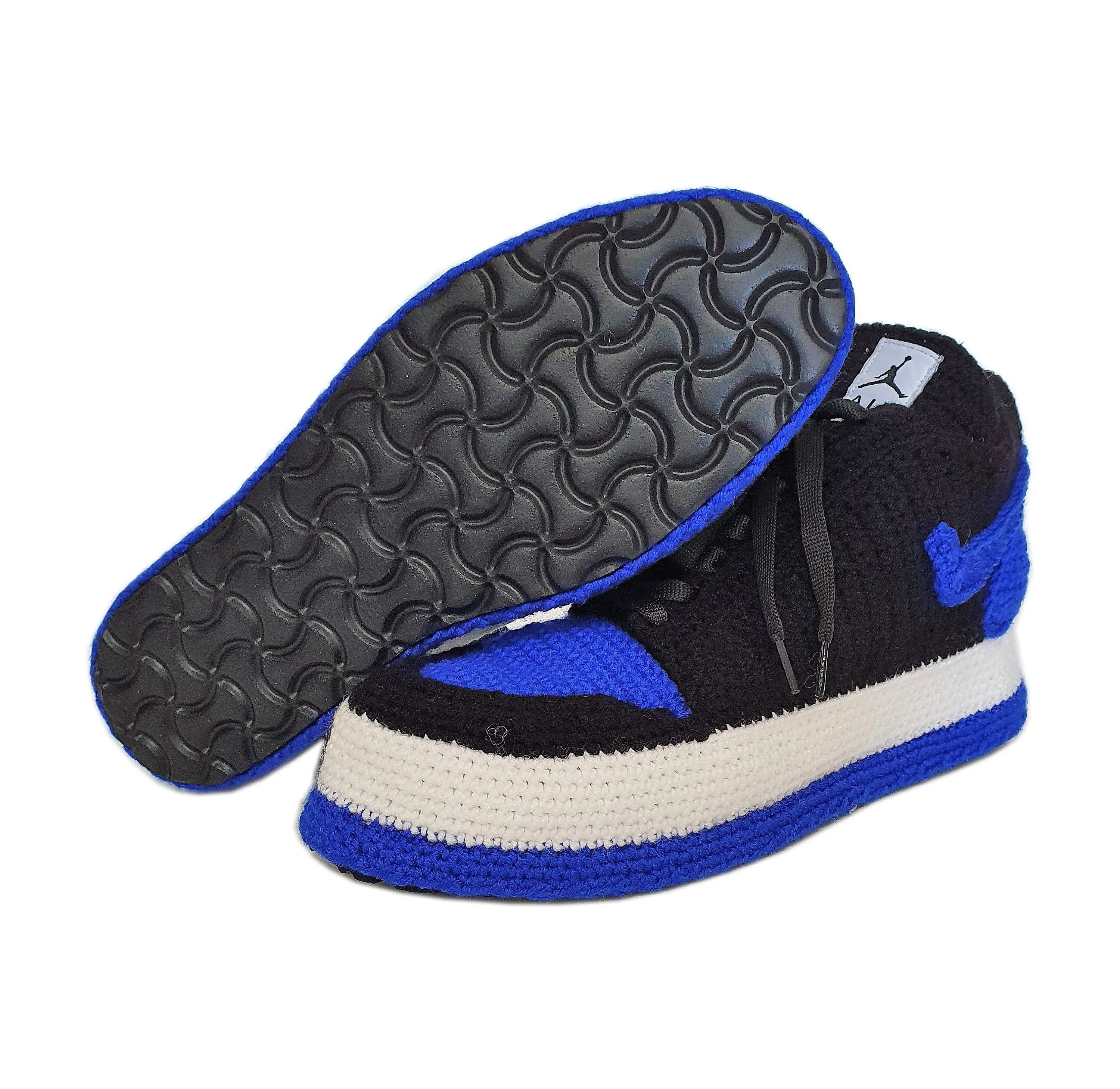 Crochet Jordan Royal Blue Slippers Sneakers - Basketball Soft Shoes