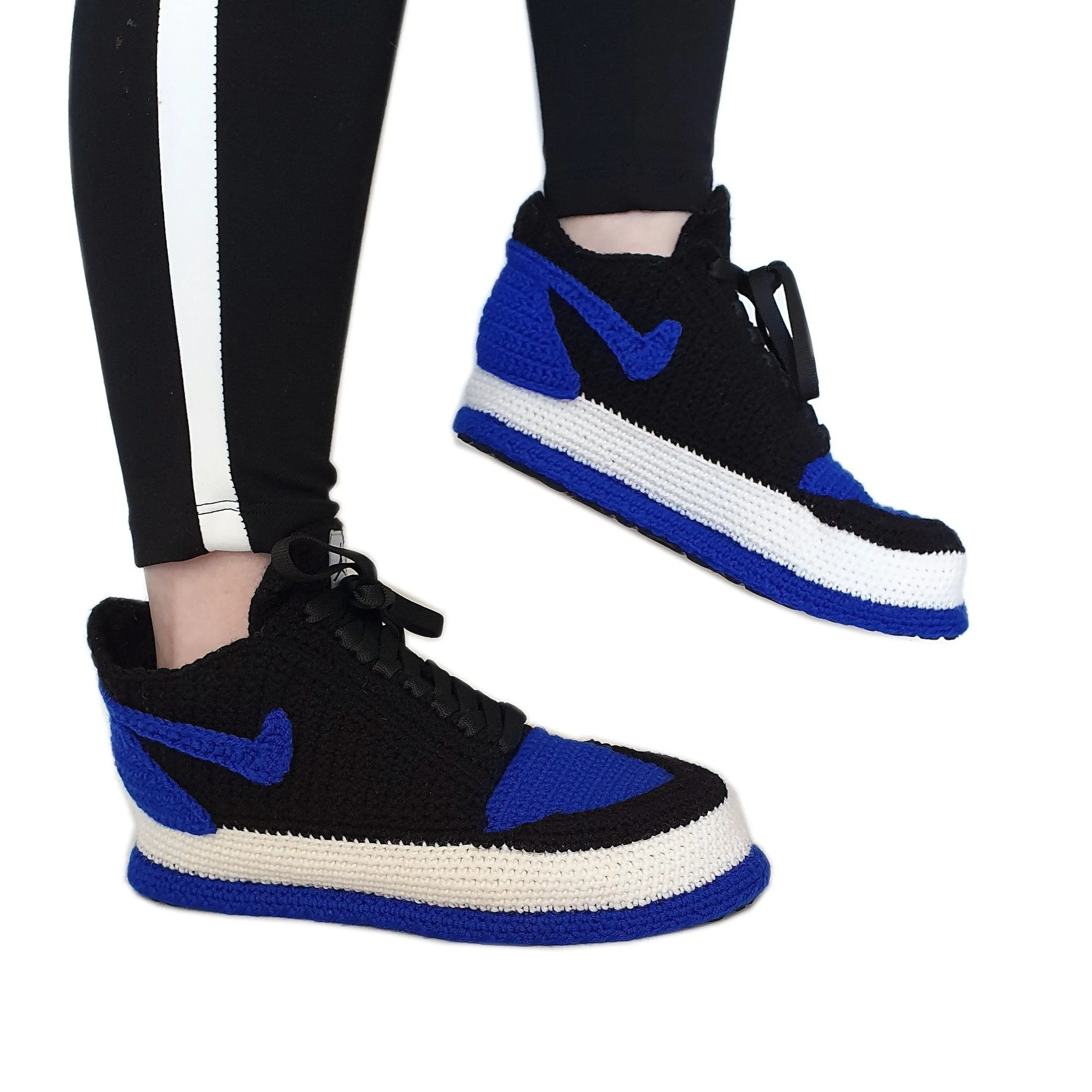 Crochet Jordan Royal Blue Slippers Sneakers - Basketball Soft Shoes