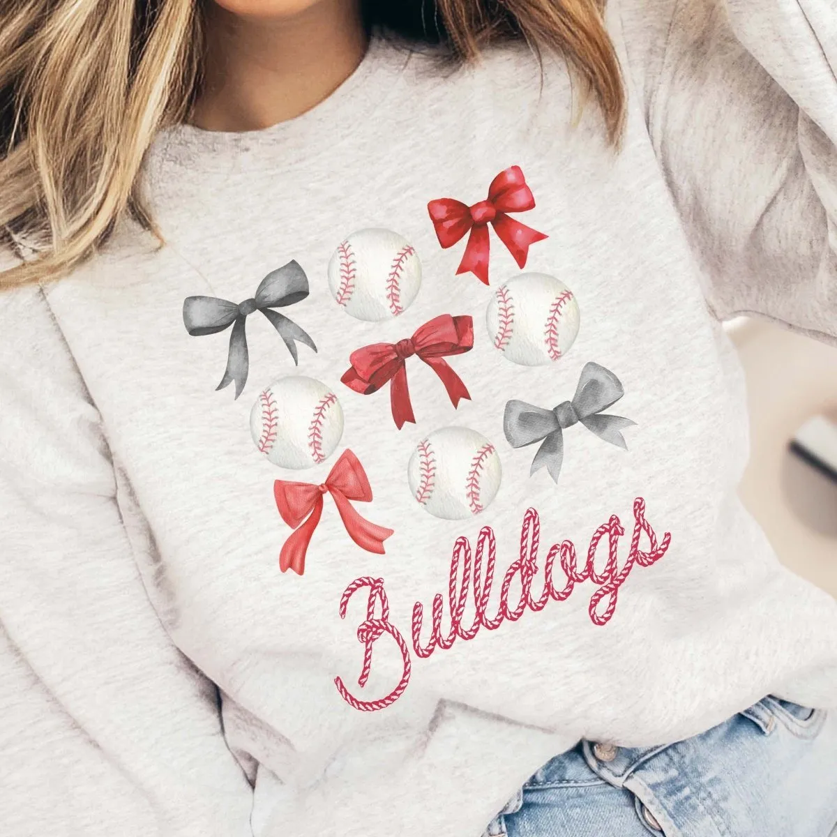 Custom Team Baseball And Bow Collage Wholesale Sweatshirts - Trending