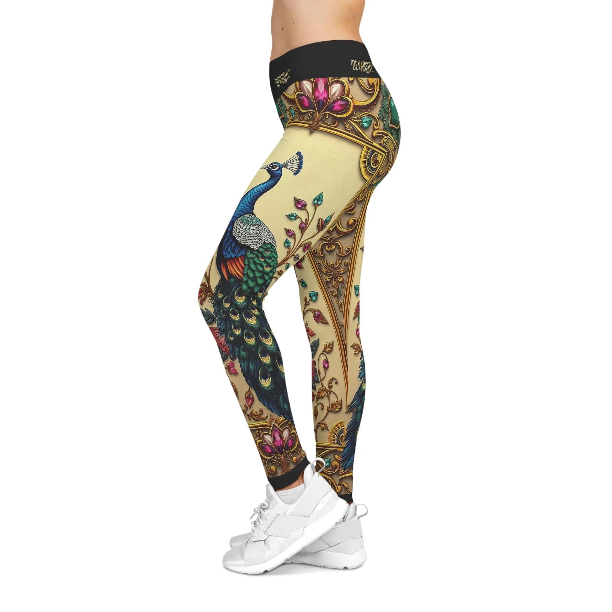 Decorative Peacock Leggings Women Casual Wear Peacock Print Leggings Women Lounge Wear Spandex Leggings | X3504