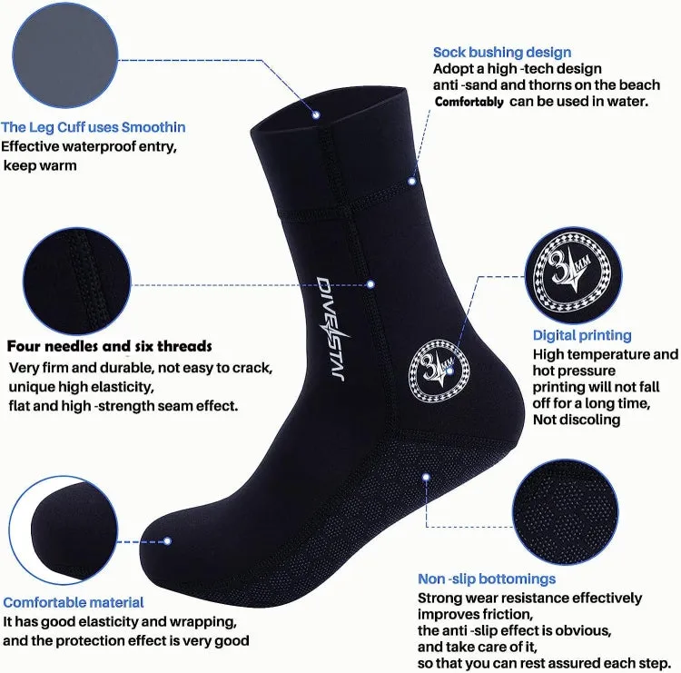 DIVESTAR Diving Neoprene Socks For Men Women Scuba Booties, Spec: 5mm Black(S 37-38)