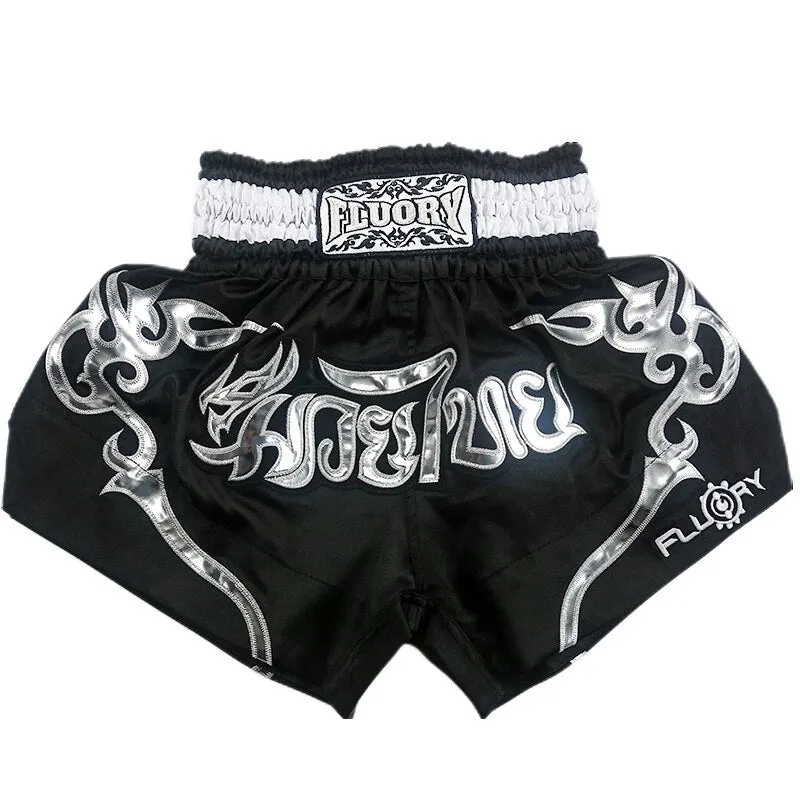 Fluory Men Women Kids Fight shorts Boxing Pants Shorts embroidery MMA Shorts Muay Thai shorts