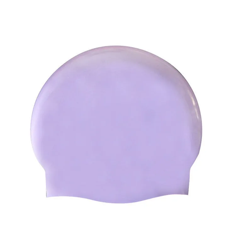 Glossy Seamless Pure Silicone High Elasticity Professional Swimming Cap(Purple)