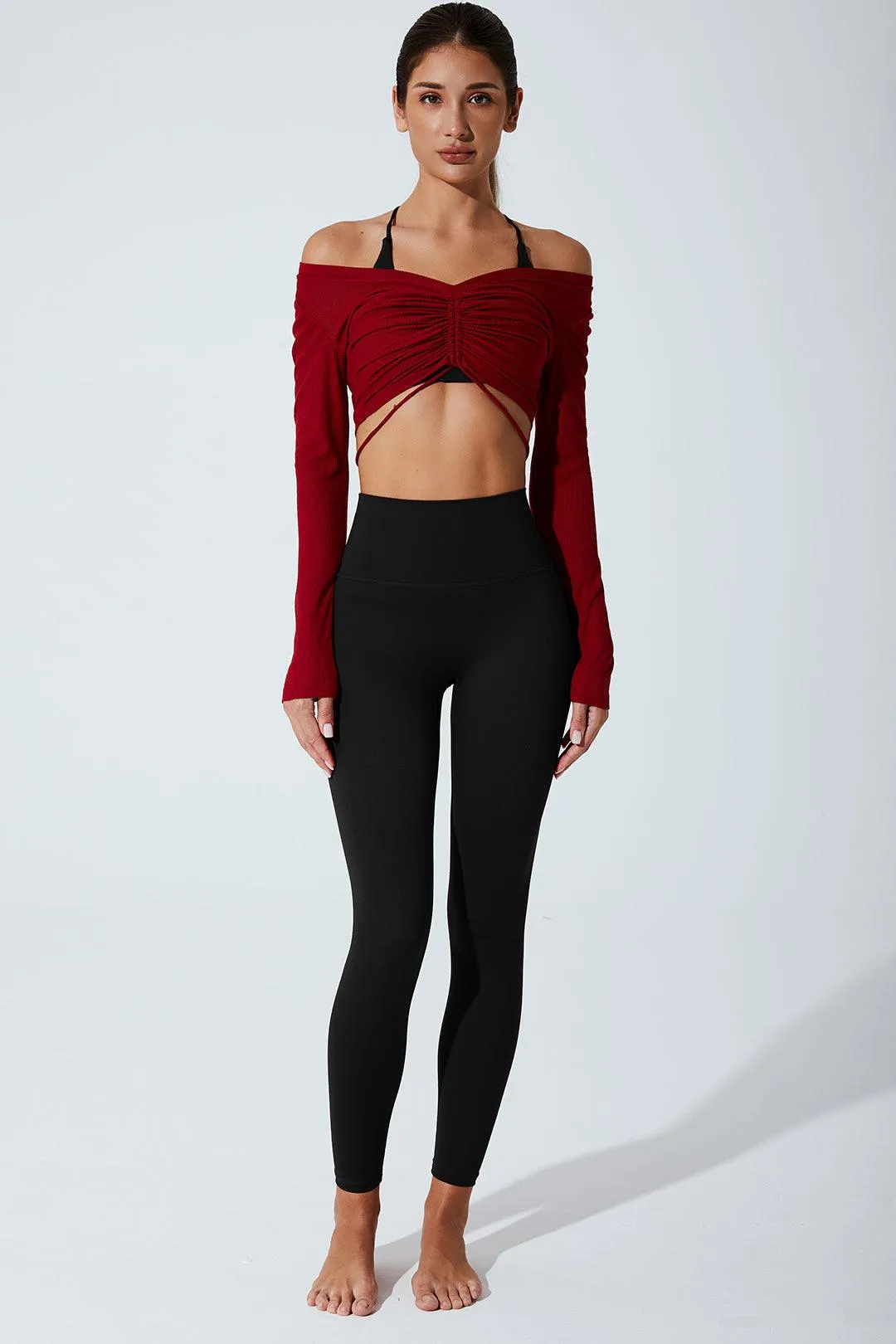 Helen Long Sleeve Drawstring - Red Burgundy