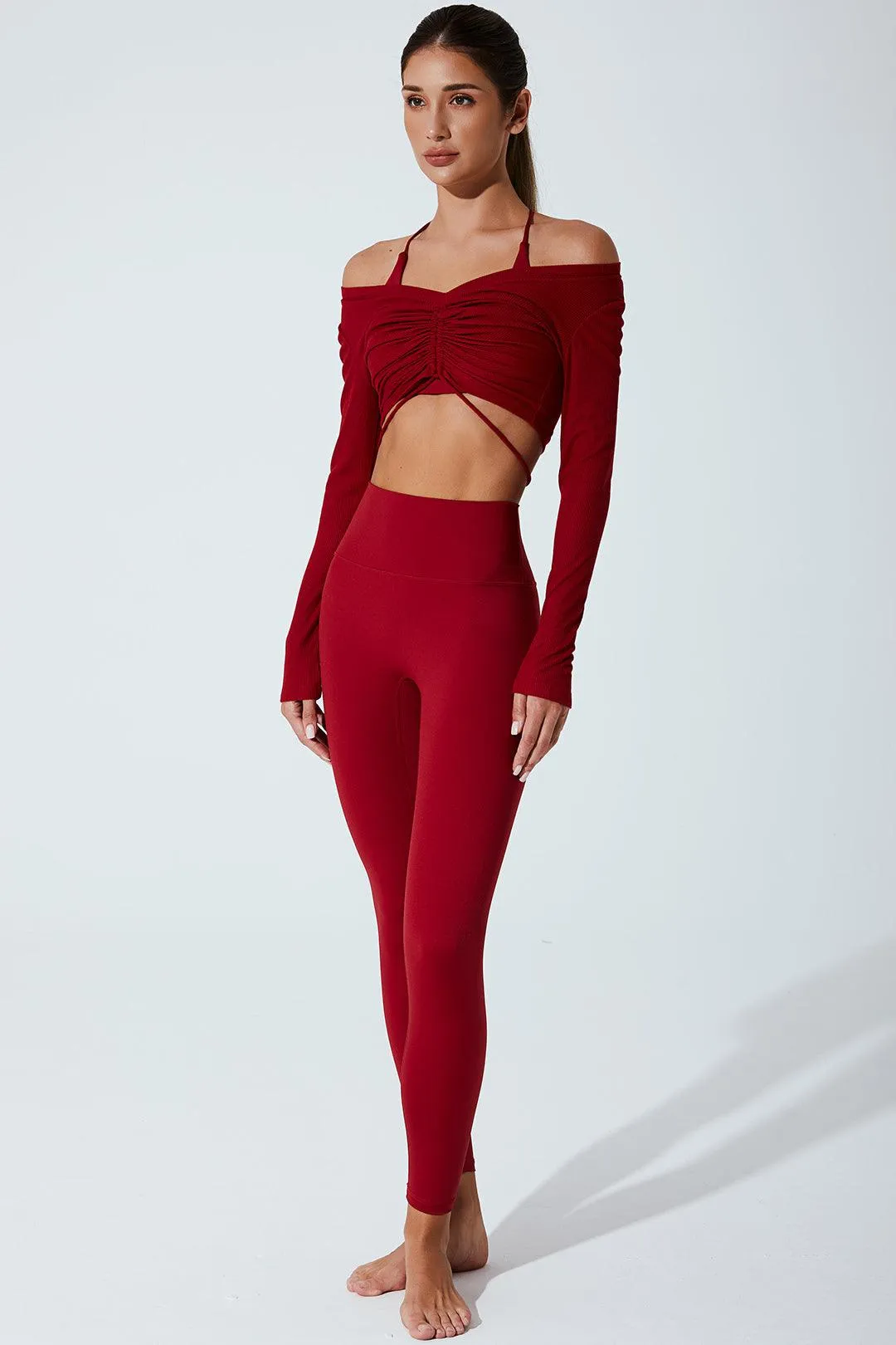 Helen Long Sleeve Drawstring - Red Burgundy