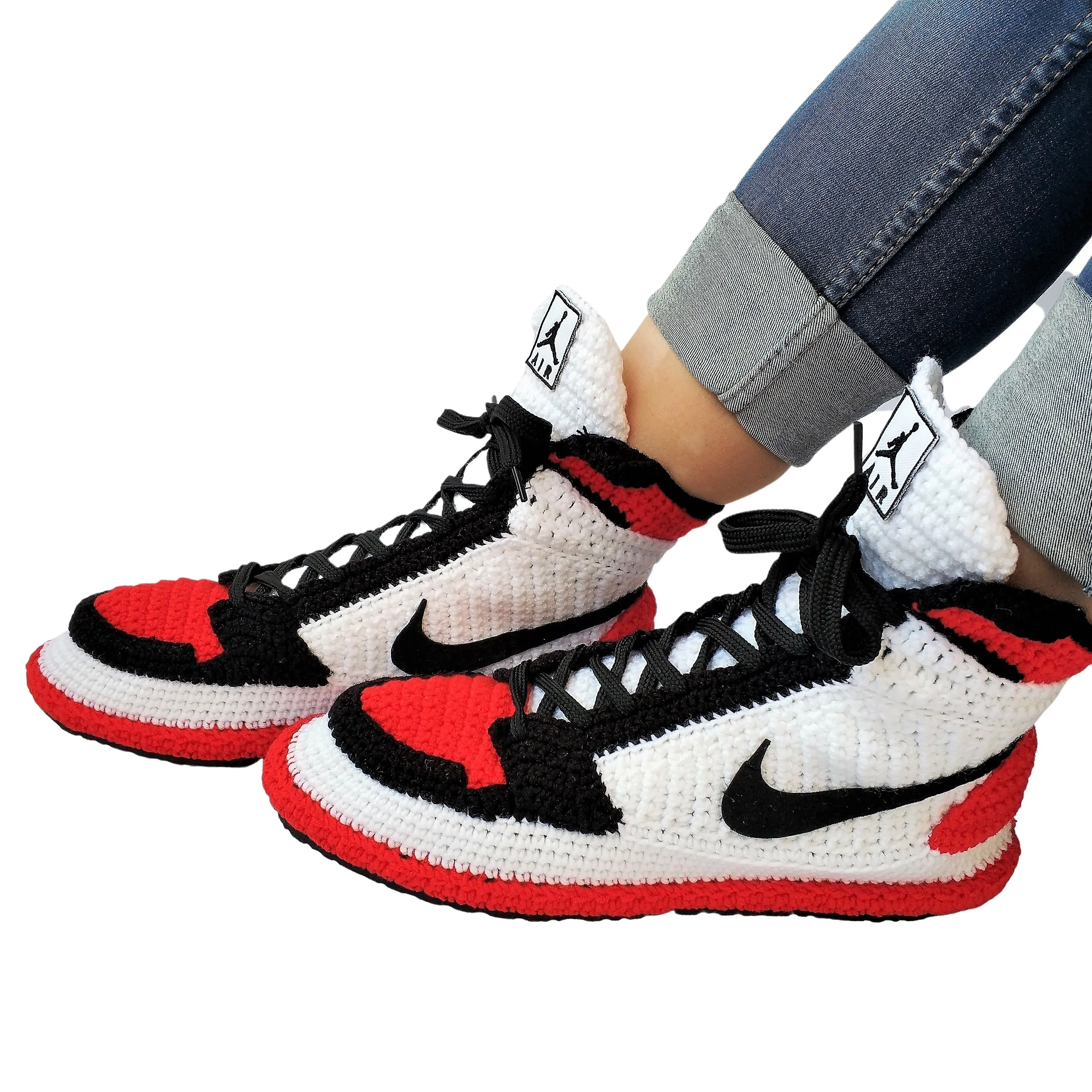 Jordan Bred Toe Retro Sneaker Slippers Plush Jumpman Shoes