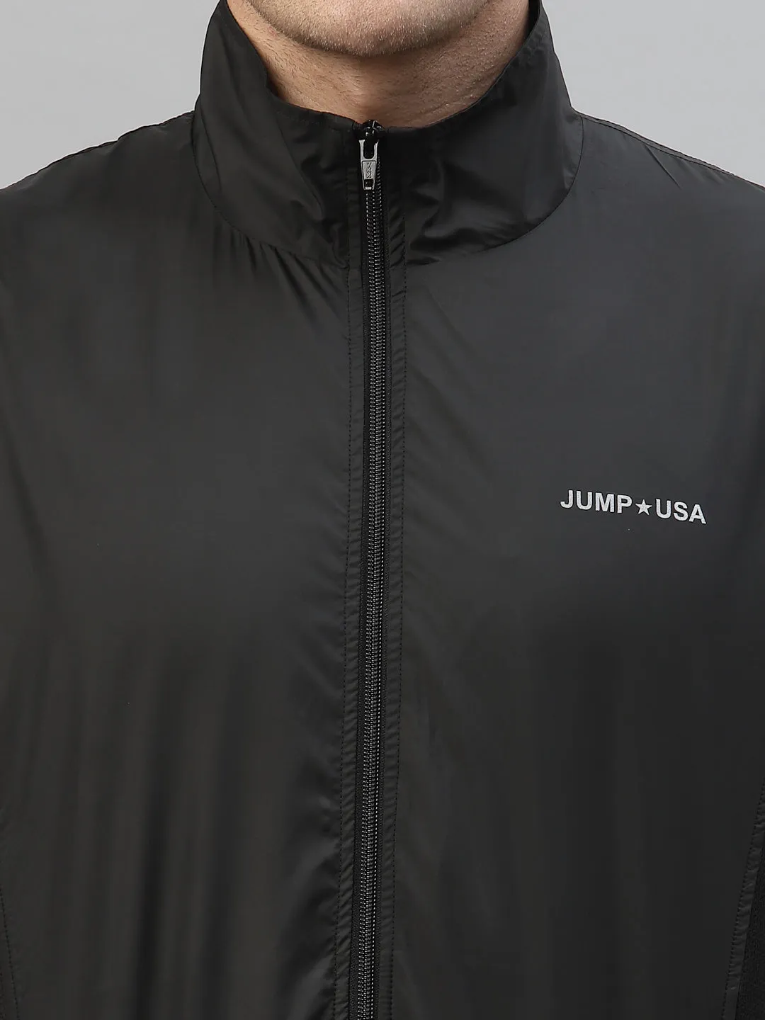 JUMP USA Men Black Solid Active Wear Jacket