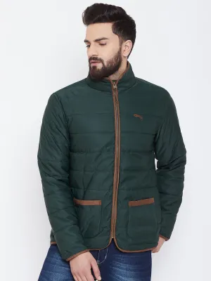 JUMP USA Men Green Solid Casual Quilted Jacket