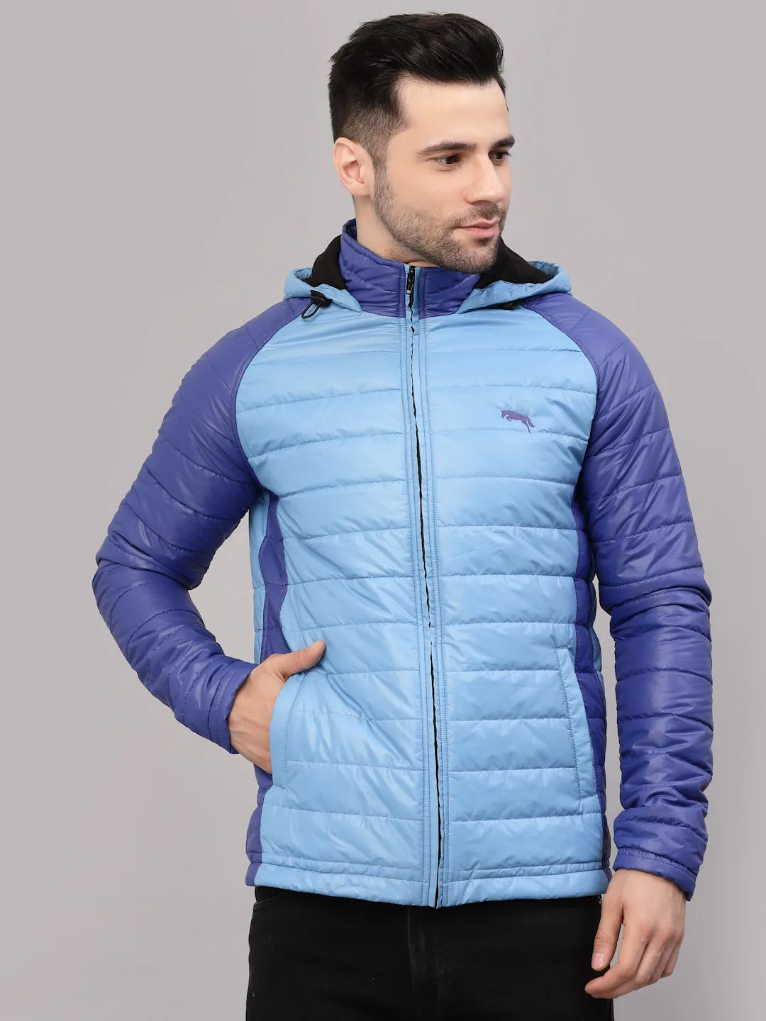 JUMP USA Men Sky Blue Rapid-Dry Solid Sporty Jackets With Hood