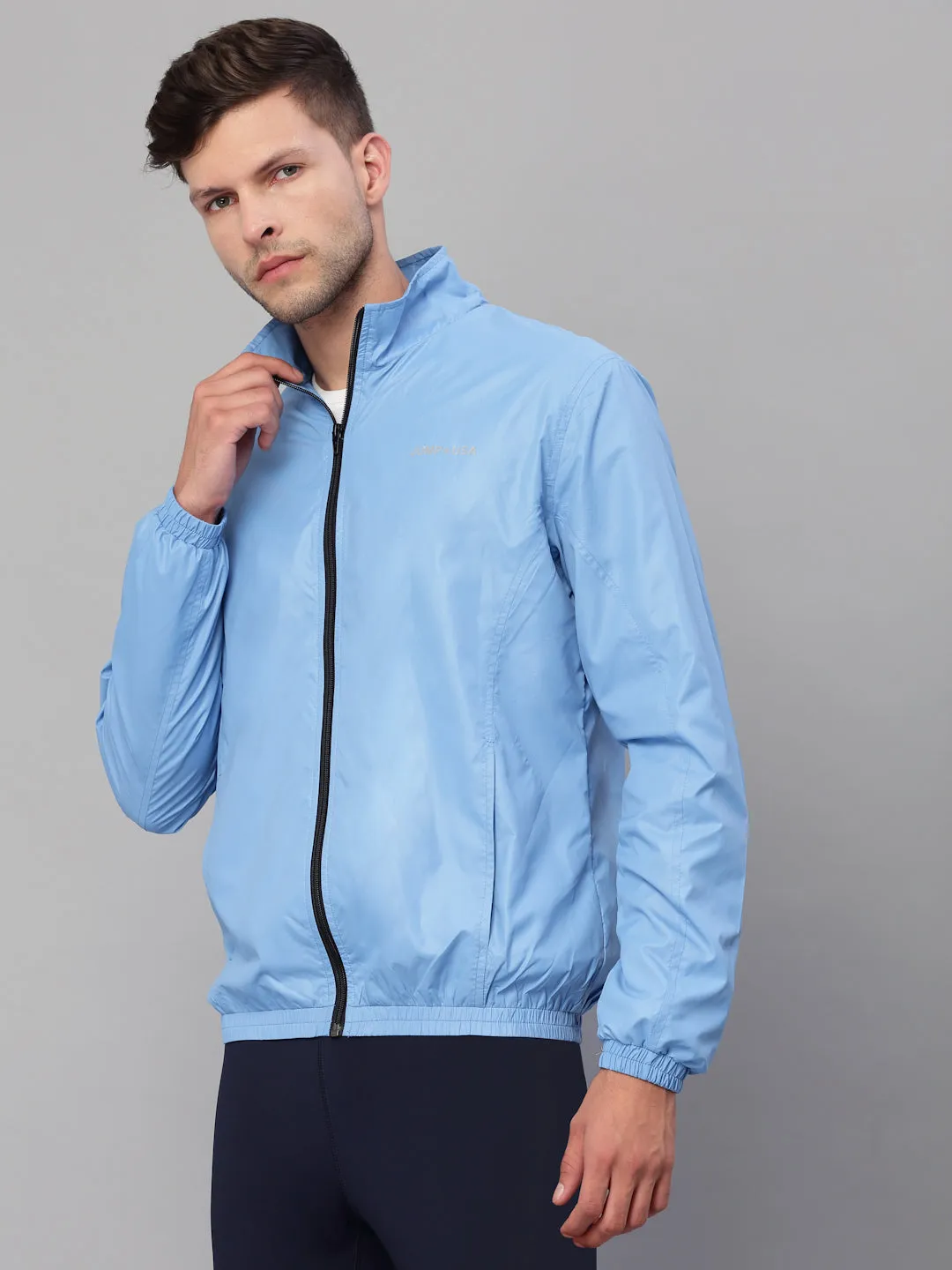 JUMP USA Men Sky Blue Rapid-Dry Solid Sporty Jackets