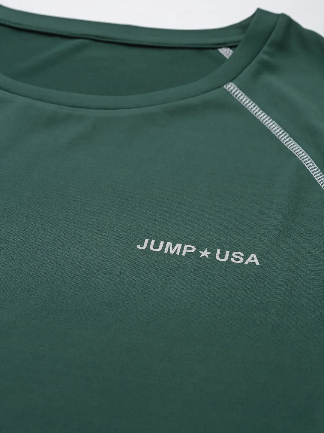 JUMP USA Outdoor Men Hunter & White Rapid-Dry Solid T-Shirts