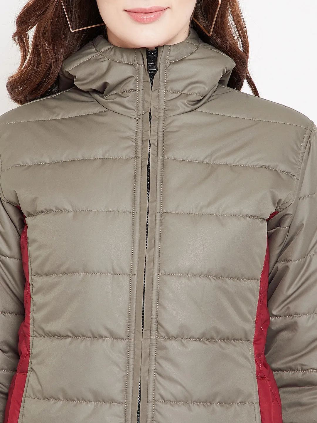 JUMP USA Women Khaki Puffer Jacket