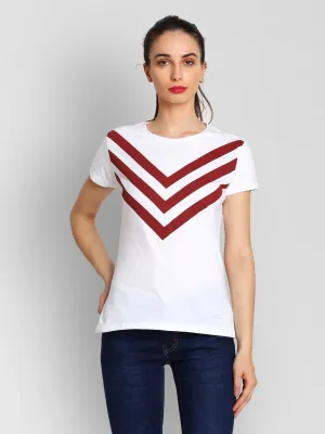 JUMP USA Women White & Red Solid T-Shirts