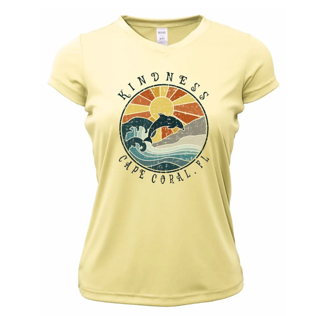 Kindness Dolphin Sun Shirt - UPF50 Sun Protection Shirt V-Neck Women