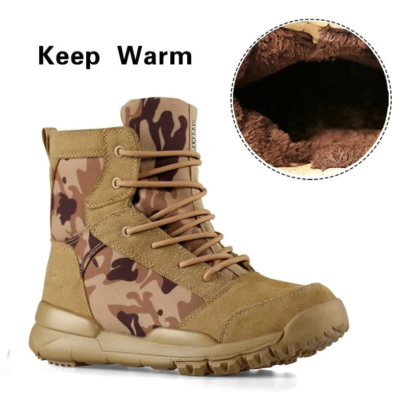 Man's camouflage outdoor slip-resistant high top comfortable hiking boots