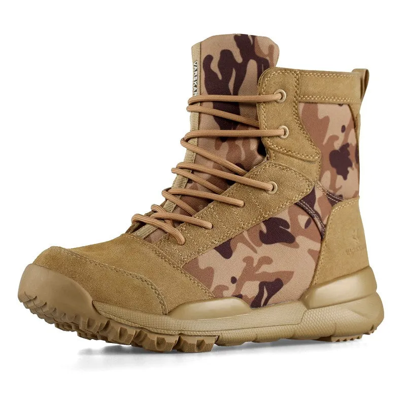 Man's camouflage outdoor slip-resistant high top comfortable hiking boots