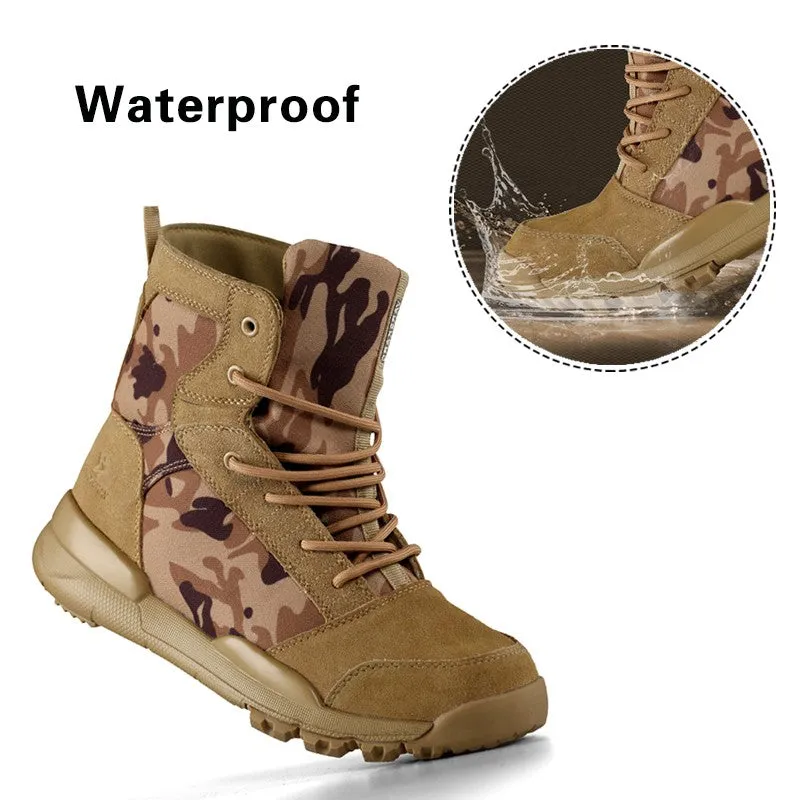 Man's camouflage outdoor slip-resistant high top comfortable hiking boots