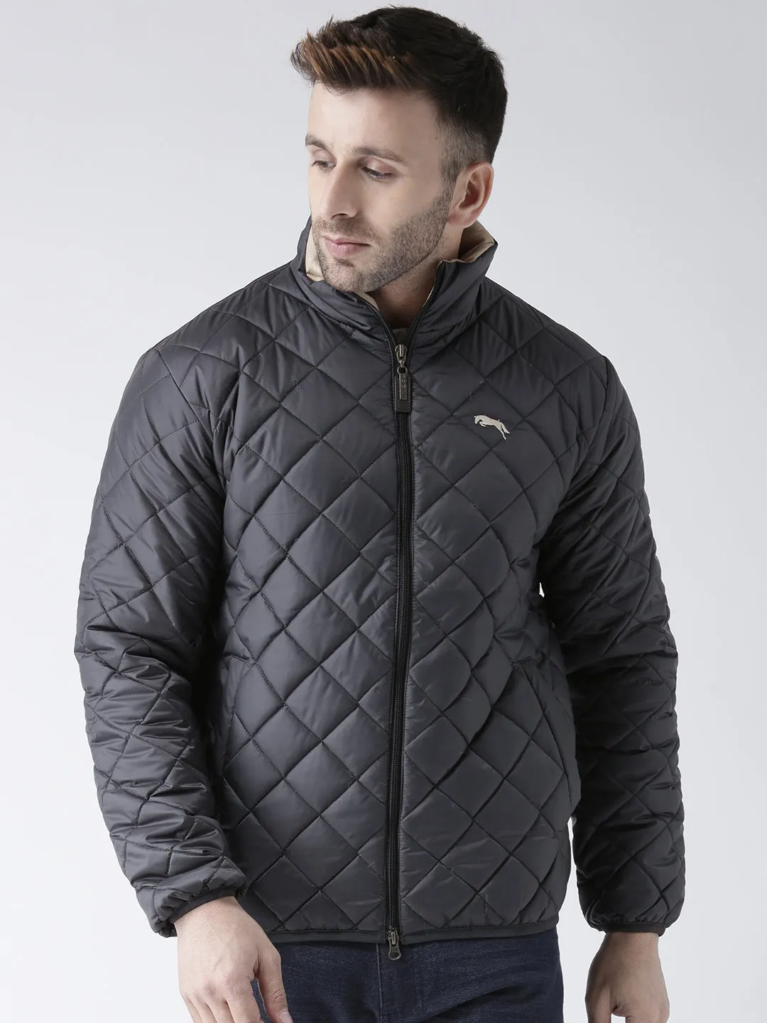 Men Solid Casual Padded Jacket