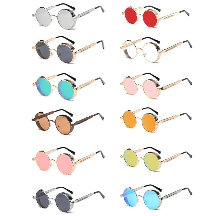 Metal Round Frame Steampunk Retro Sunglasses for Men Women(14)